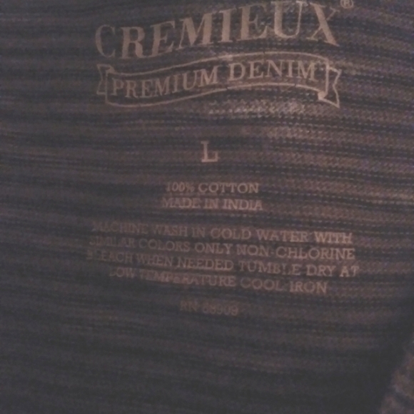 CREmieux striped tshirt V notch  blue/Grey  Large Casual Stylish Mens - Picture 4 of 6